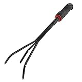 uxcell 花園レーキ　ノンスリップハンドル　メタル製　ブラック　ラバー製　ハンドツール