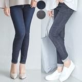 【bttm102951】2色展開 リブ加工 美脚 マタニティ パンツ スキニーデニム (XL, ブラック)