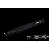 RaiFu ピンセット 精密 ESD 安全 ステンレス 防磁 静電気防止 工業用 指向 肘曲がり ストレートピンセット ツイーザー エクステツイーザー （電解防錆黒色皮膜） 極細 黒 ESD-10