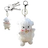[Quzente] 羊のぬいぐるみ、羊のぬいぐるみキーホルダー | キーホルダー 人形 ぬいぐるみ バックパック 財布 ペンダント,かわいいぬいぐるみ白い羊バッグチャーム、キーチェーンペンダントキーリング装飾子供大人用
