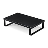 サンワダイレクト モニター台 パソコン台 幅100×奥行25×高さ9.5cm 木製 耐荷重10kg ブラック 100-MR195BK