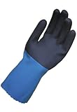MAPA StanZoil NL-34 Neoprene Mediumweight Glove, Chemical Resistant, 12 Length, Size 7, Black/Blue (