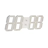 Decdeal 多機能 大型 LEDデジタル ウォールクロック リモートコントロール 目覚まし時計 12H / 24H 時間日付 輝度調整可能