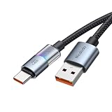 Mcdodo USB-A to USB-Cケーブル 6A急速充電 高速データ転送 7色のLEDランプ付き Type-Cケーブル iPhone 17/16/15 Xperia Galaxy AndroidなどのUSB-C端末に対応 アルミ合金シェル 高耐久ナイロン編組 タイプC 充電コード 1.2m 型番CA-8180