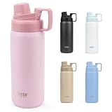 TYESO 水筒 750ml 真空断熱 ステンレスボトル 直飲み 広口 保冷 スポーツボトル 軽量 洗いやすい 漏れ防止 フタ一体型ハンドル 大人 子供 ジム アウトドア