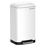SONGMICS ゴミ箱 ふた付き ペダル式 30L 縦型 キッチン 大容量 おしゃれ ホワイト LTB01W