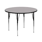 42'' Round Activity Table with Grey Thermal Fused Laminate Top and Standard Height Adjustable Legs [