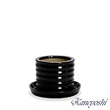 鉢 陶器 KANEYOSHI 植木鉢 ガーデニング 園芸 黒 シンプル S 5.5号 【受け皿付き】