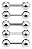 [From da Phactory] 5個セット サージカルステンレス ストレートバーベル 軟骨ピアス ファーストピアス (16G シャフト