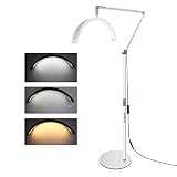 YIWENG LEDフィルライト 電話用のLEDビデオライト 20W フロア LED ビデオライト 半月型フィルライト 3000K-6000K 調光可能 調節可能なメタルライトスタンド付き 電話ホルダー ビューティーサロンメイクアップ ライブストリーミング ベッドサイドライト用