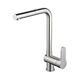 Hiendure ブラス真鍮（黄銅）ニッケル シングルレバー ワンホール 洗面所用水栓 キッチン混合水栓(ニッケル)