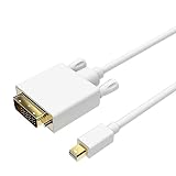 Mini DP to DVI (Mini DPからDVI方向) 変換ケーブル 端子 オス-オス 金メッキ ケーブル色 白 (ケーブル長 1.8m)