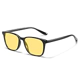 [Rimerakea] ブルーライトカット 伊達メガネ PC メガネ 度なし TR90 素材 UV カット ウェリントン イエロー