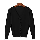 [HDONYUI] カシミヤタッチ Vネック カーディガン レディース 春夏 事務服 冷房対策 薄手 オフィス きれいめ かーでがんレディース 女 ボレロ 無地 かわいい UVカット 仕事 黒 白 上品 人気 抗ピル 軽量 長袖ニット