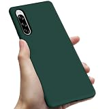 DUTZNZ 対応 Xperia 5 用の ケース シリコン 耐衝撃 薄型 スリム SO-01M/SOV41 カバー TPU カメラ保護 ワイヤレス充電 ストラップホール 指紋 防止 スマホケース 緑 0108-XPERIA5-05