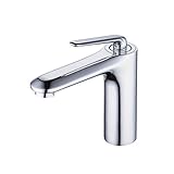 Hiendure Centersetバスルーム蛇口、シングルハンドル1つ穴真鍮洗面化粧台シンクファセットChromed、モダン