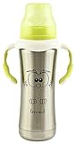 MoomooBaby Stainless Steel Baby Bottle with Fast Flow Silicone Nipple & Matching Handle 8-Ounce by M