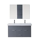 Virtu USA um-3067-c-grモダン48-inchダブルシンク浴室洗面化粧台セットwith Polishedクローム蛇口、グレー