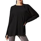 [Barifall] ヨガウェア レディース スポーツTシャツ ゆったり フィットネスウェア トップス 長袖 ストレッチ 吸汗速乾030-BK-L