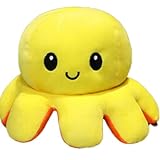 両面タコ ぬいぐるみ タコ ぬいぐるみ かわいい 変身 裏返し 変顔人形 女の子の誕生日プレゼント タコぬいぐるみ タコぬいぐるみ ぬいぐるみ (黄色とオレンジ,30CM)
