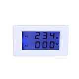 【ノーブランド 品】ABS製 　AC 80V〜300V 0-50.0A　デジタル　液晶　アンペア　電圧計　電流計　電圧計　白