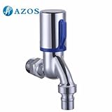 AZOS 洗濯機の蛇口 単一冷水栓 銀色 真鍮製 壁付形 洗面器 PJXY021