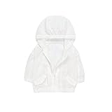 mikistory キッズ　UVカット　長袖ラッシュガード　アウター　羽織　夏　男の子女の子　軽量薄手 ホワイト 100cm