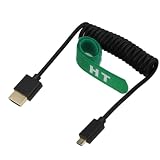 HangTon Micro HDMI - HDMI 8K 4K 60p ブラック 編組コイル 30cm ケーブル Canon R8 R10 Sony A7C A7RIV FX30 S5 X-T4 Z50 カメラ ATOMOS Ninja V F5pro モニター タイプA D HDMI 2.1用, ブラック編組。
