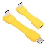 cablecc 2個/セット 80Gbps 240W USB5.0 FPC フラット スリム オス-オス & メス 延長ケーブル アップアングル 90度 16K 8K 60Hz 5K 40Gbps USB4.0 Thunderbolt イエロー