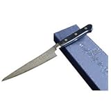 穂岐山刃物 ニッケルダマスカス(洋包丁タイプ)鍔付ペティ 135mm【青一丁箱入】 5508-152766