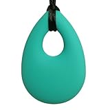Teething Necklace Jewelry - Organic BPA Free Silicone Teether Ring Pendant Toys for Nursing Moms - A