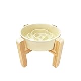 [Pawspick] フードボウル 陶器 早食い防止 食器 犬 猫 ペット えさ皿 スローフィーダー 健康管理 スタンド付き (アイボリー, 【S】スタンド付き)