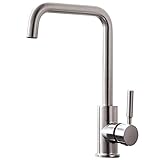 friho Swivel注ぎ口high-arch Gooseneckステンレススチールシングルハンドルキッチンシンク蛇口、つや消しニッケル