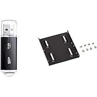 【セット買い】シリコンパワー USBメモリ 32GB USB3.1 & USB3.0 ヘアライン仕上げ 永久保証 Blaze B02 SP032GBUF3B02V1K & オウルテック 2.5インチHDD/SSD用→3.5インチサイズ変換ブラケット ネジセット付き ブラック OWL-BRKT04(B)