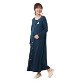 [ベルメゾン] マタニティ ロング丈 ワンピース パジャマ 授乳対応 綿１００％ 長袖 前開き パッチボタン 入院準備 ネイビー サイズ：マタニティＭ～Ｌ