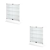 【地球家具】フィギュアラック「ワイド」新シリーズ 幅83cm ロータイプ 本体【正規品】[鍵付きコレクションケース] [耐震] LED兼用 （ロータイプ、中型（奥行29cm）、ホワイト） 2台セット