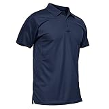 [TACVASEN] スポーツシャツ メンズ ゴルフウェア 大きいサイズ 半袖 スポーツ ポロシャツ ゴルフ Tシャツ カジュアル POLO シンプル トップス ネイビー L