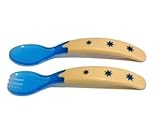 Baby Dipper Spoon and Fork Set, Blue - Ergonomic Utensils for Toddlers Learning to Self-feed by Baby