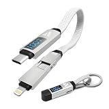 SUPERV cc16 3-in-1 キーリング 充電ケーブル 14cm | PD100W 急速充電 データ転送 変換 | マグネット 折りたたみ | USB-C to Type-C/ライトニング (14cm ホワイト)