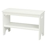 玄関 ベンチ 収納棚付 玄関 エントランス チェア 天然木 カラー：ホワイト