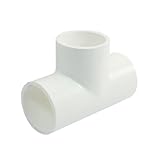uxcell パイプ　接続　継手　32mm x 32mm　3ウェイ　T字状　平野　均等　ティー　ホワイト　PVC-U