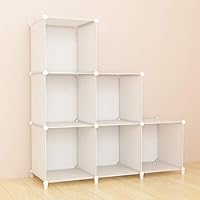 SIMPDIY 本棚 大容量 整理棚 ワイヤー収納ラック 組み立て式 衣類収納ボックス 便利な ワードローブ - 白(6ボックス)