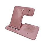 ZVTU ワイヤレス充電器 3 in 1急速充電 折り畳み式 スタンド 、3in1 ワイヤレス充電スタンド 最大15W急速充電 折りたたみ式 シリーズワイヤレス充電器 (ピンク)