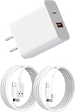 iPhone 充電器 USB充電器 PD20W急速充電対応 USB-A & Type-C コンセント式電源アダプター 2ポート搭載 iPhone iPad Mac Android/タブレット各種対応/AC データケーブルと USB Type-C（CC）急速充電ケーブルを各 1 本付属しています