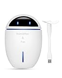 加湿器 卓上 Brilex 300ML ミニ小型USB充電式 スチーム式加湿器 扇風機付き LEDライト付き 超音波 超静音 空焚き防止 ク