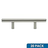 20パックRokハードウェア3 "穴中心つや消しニッケルキッチンキャビネット引き出しドアユーロスタイルスチールTバープルハンドルプル6 "長