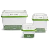 Rubbermaid freshworks Produce Saver 3ピースセットwith Lids、グリーン( 1 )