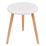 Costway ラウンドテーブル サイドテーブル ホワイト 40x40x高さ48cm