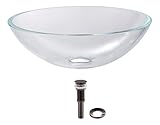 Kraus GV-100-ORB Crystal Clear Glass Vessel Bathroom Sink with PU-MR Oil Rubbed Bronze by Kraus