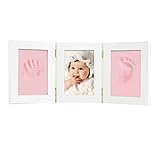PerPure　フォトフレーム　赤ちゃんの手形 足型 写真立て 可愛い　ベビー記念品 　無毒で安全　赤ちゃん 出産祝い 内祝い　 (ピンク)